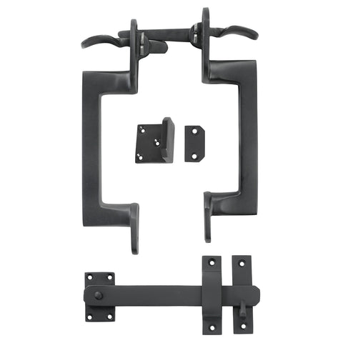 Solid Bronze Double Thumb Latch - Black