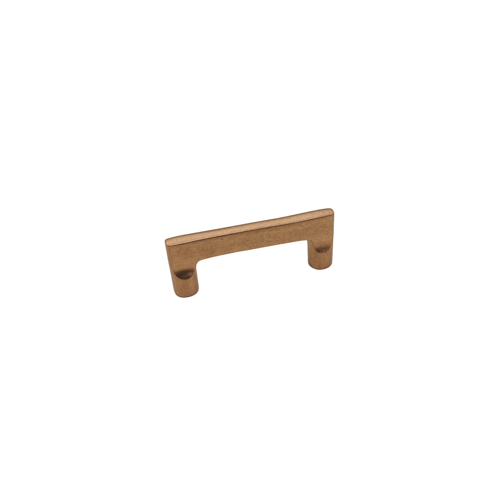 Brass Cabinet Pull - 3" C2C - Flared Flat Handle - Gold