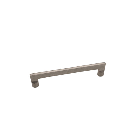 Brass Cabinet Pull - 6" C2C - Flared Flat Handle - Silver