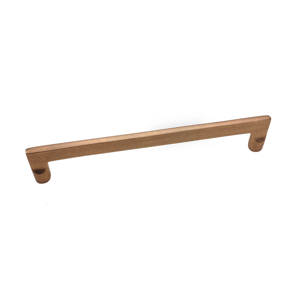 Brass Cabinet Pull - 9" C2C - Flared Flat Handle - Gold