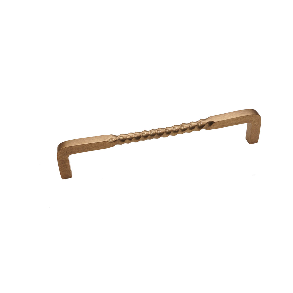 Brass Cabinet Pull - 8" C2C - Twisted Handle - Gold