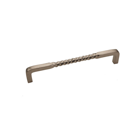 Brass Cabinet Pull - 8" C2C - Twisted Handle - Silver