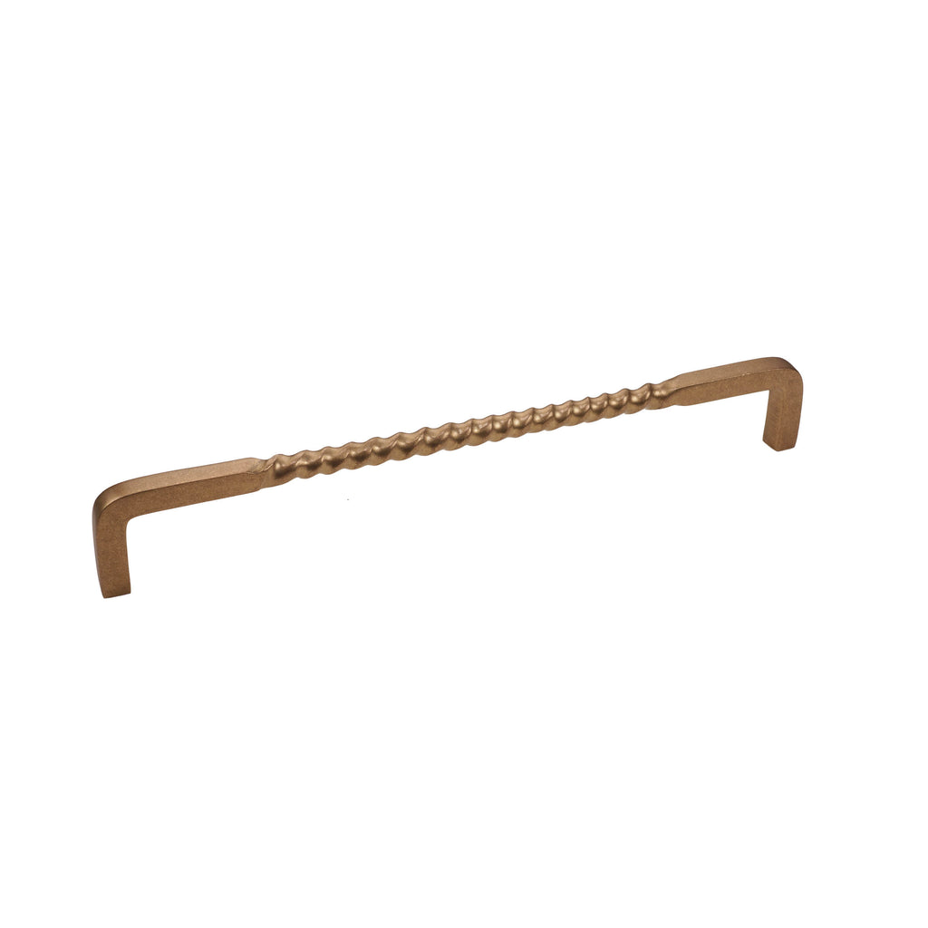Brass Cabinet Pull - 12" C2C - Twisted Handle - Gold