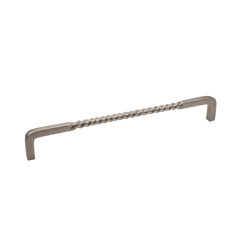 Brass Cabinet Pull - 12" C2C - Twisted Handle - Silver