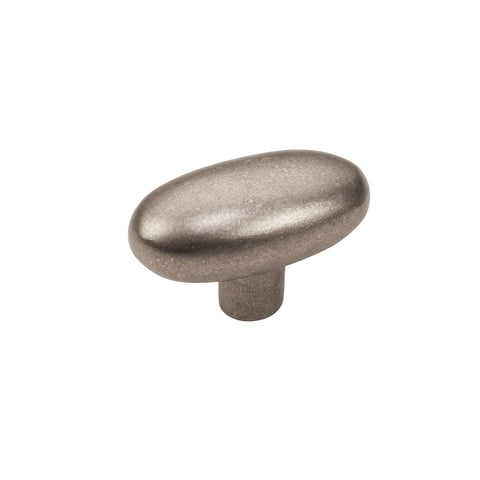 Brass Cabinet Knob - 1-7/8" Size - Oblong Knob - Silver