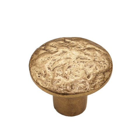 Brass Cabinet Knob - 1-1/4" Size - Textured Round Knob - Gold