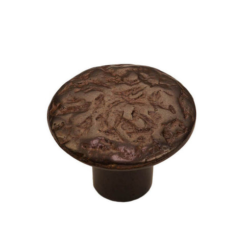 Brass Cabinet Knob - 1-1/4" Size - Textured Round Knob - Oil-Rubbed Bronze