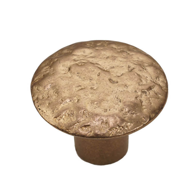 Brass Cabinet Knob - 1-1/2" Size - Textured Round Knob - Gold