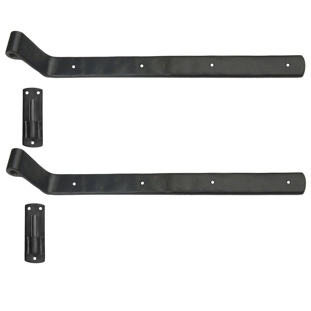 Brass Shutter Arch Strap Pair with Pintle - 14” Long - 2-1/4” Offset