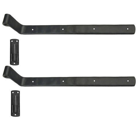 Brass Shutter Arch Strap Pair with Pintle - 14” Long - 2-1/4” Offset