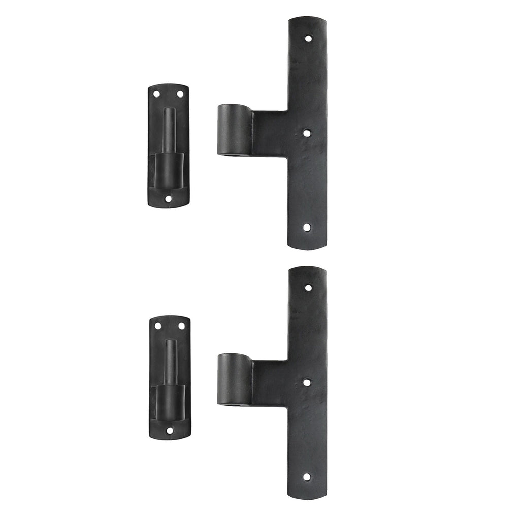 Brass Shutter T-Hinge Strap Pair with Pintle - 1-1/4” Offset