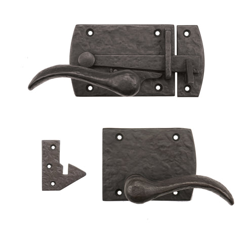 Solid Bronze Textured Arch Lever Latch with Square