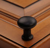 1-1/8" Tall Round Iron Cabinet Knob on Wood